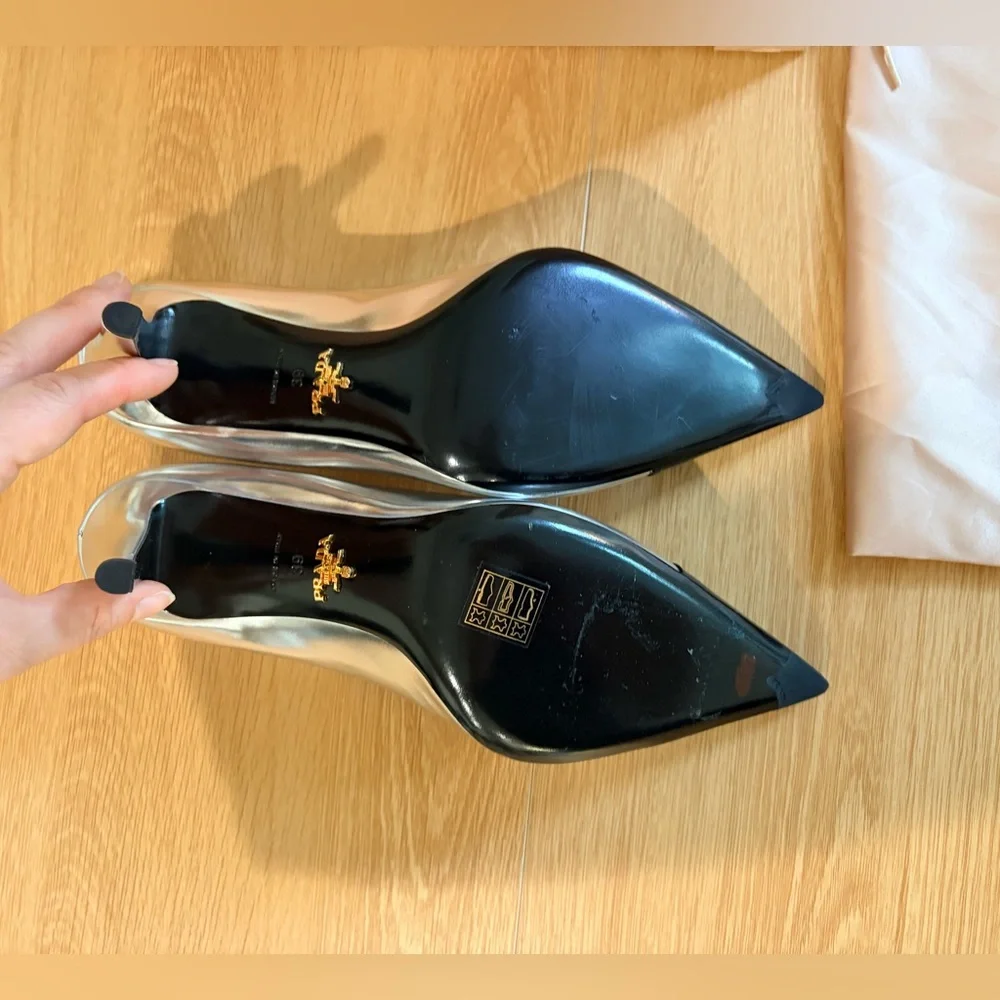 Prada Metallic Silver and Black Heels - Picture 6 of 8